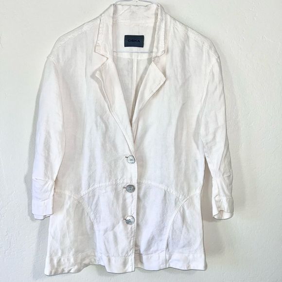 Oska Jackets & Blazers - OSKA White Linen Jacket Size 1 Reg (US 6)